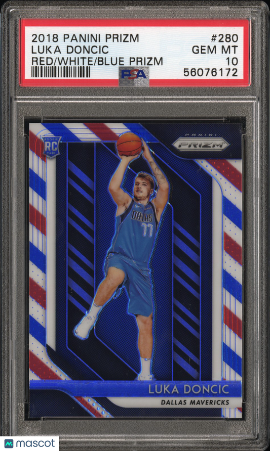 2018 Panini Prizm Luka Doncic #280 Red White Blue PSA 10