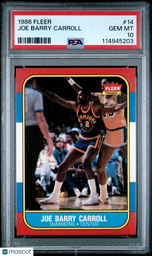1986 Fleer Joe Barry Carroll #14 PSA 10