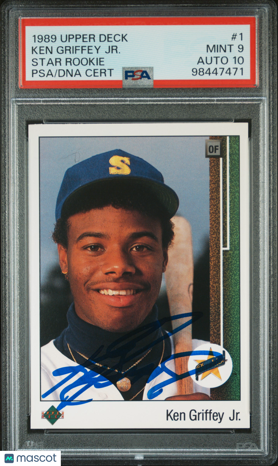 1989 Upper Deck Ken Griffey JR. #1 Star Rookie PSA 9 Auto 10