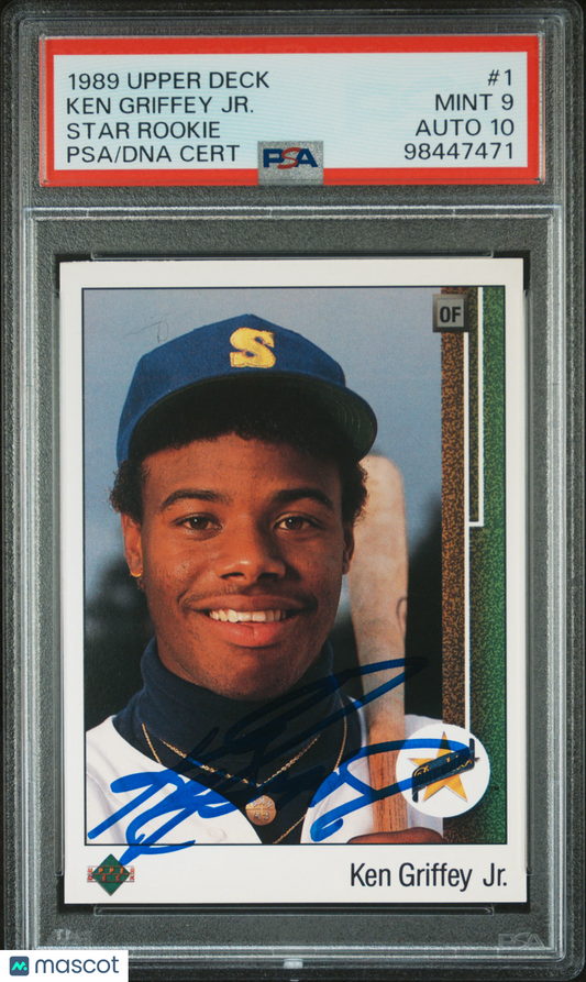 1989 Upper Deck Ken Griffey JR. #1 Star Rookie PSA 9 Auto 10