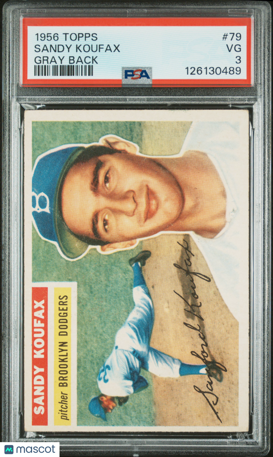 1956 Topps Sandy Koufax #79 Gray Back PSA 3
