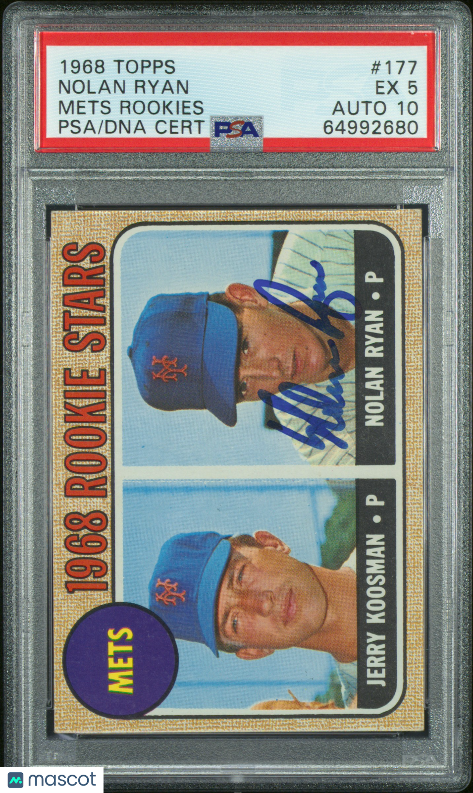 1968 Topps Mets Rookies #177 Mets Rookies PSA 5 Auto 10