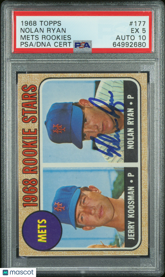 1968 Topps Mets Rookies #177 Mets Rookies PSA 5 Auto 10
