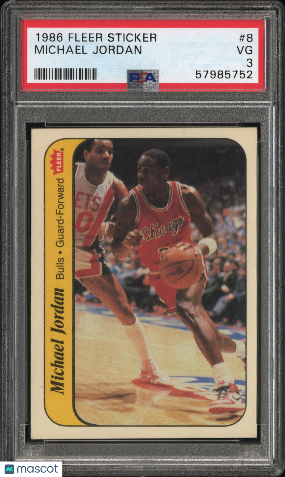 1986 Fleer Sticker Michael Jordan #8 PSA 3
