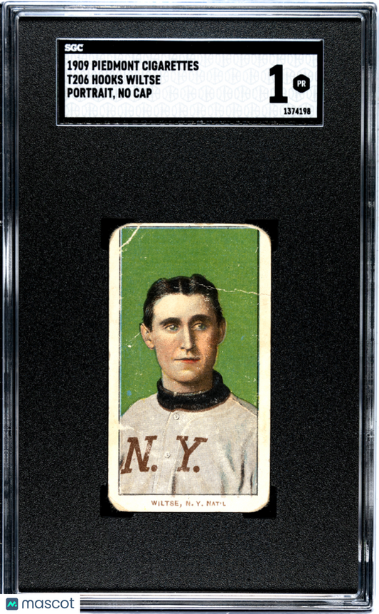 1909 Piedmont Cigarettes (T206) Hooks Wiltse Portrait, No Cap SGC 1