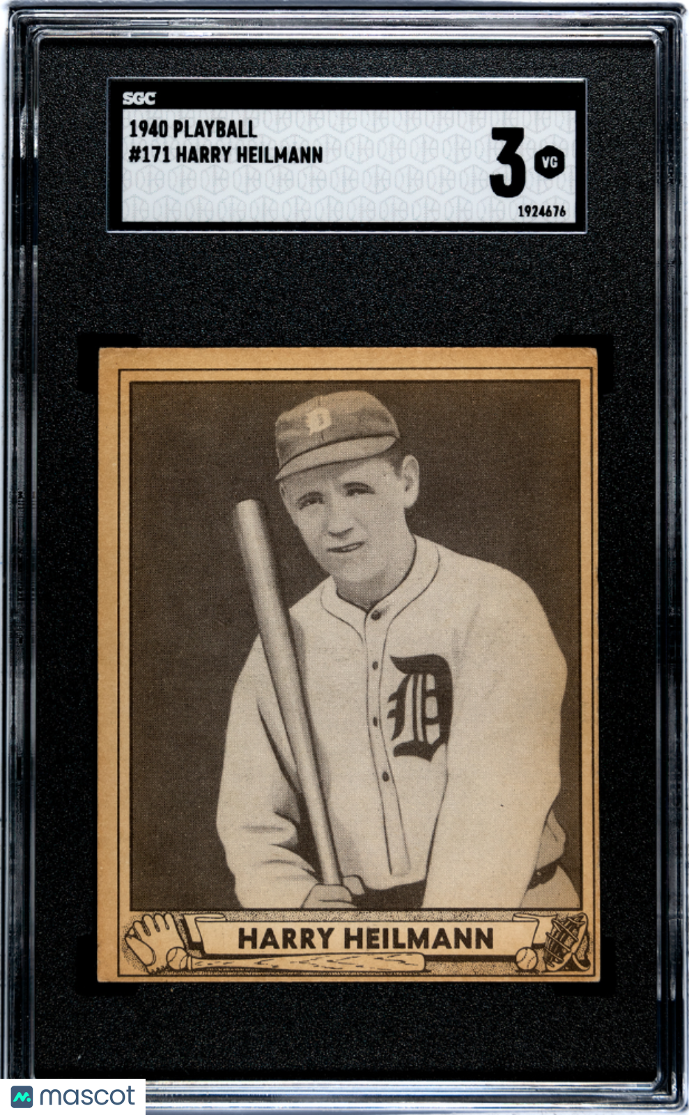 1940 Playball Harry Heilmann #171 SGC 3