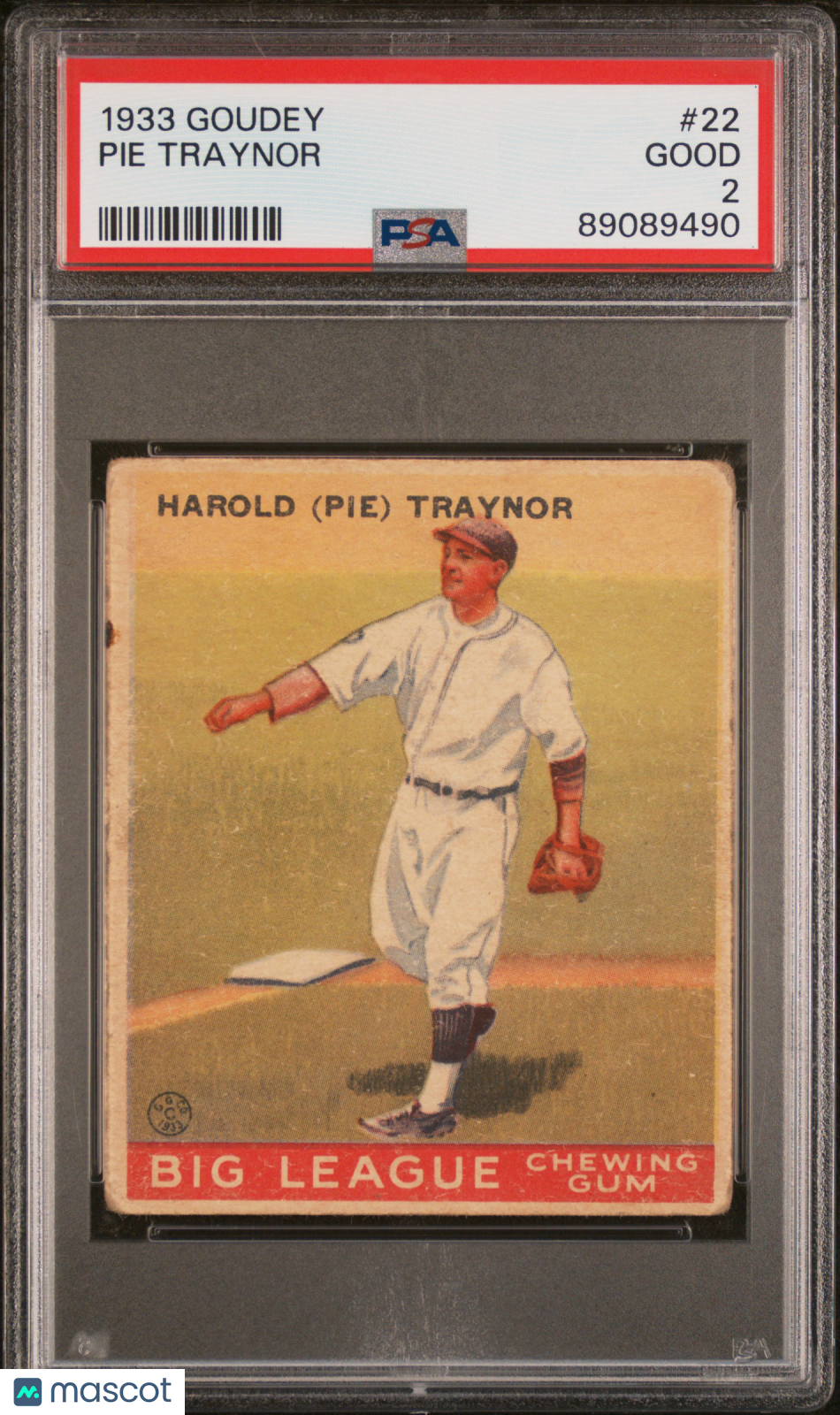 1933 Goudey Pie Traynor #22 PSA 2