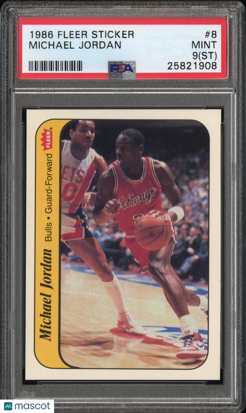 1986 Fleer Sticker Michael Jordan #8 PSA 9 ST