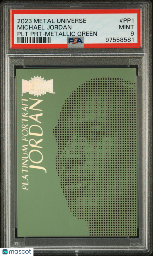 2023 Upper Deck Metal Universe Platinum Portraits Michael Jordan #PP1 PLT PRT Metallic Green PSA 9