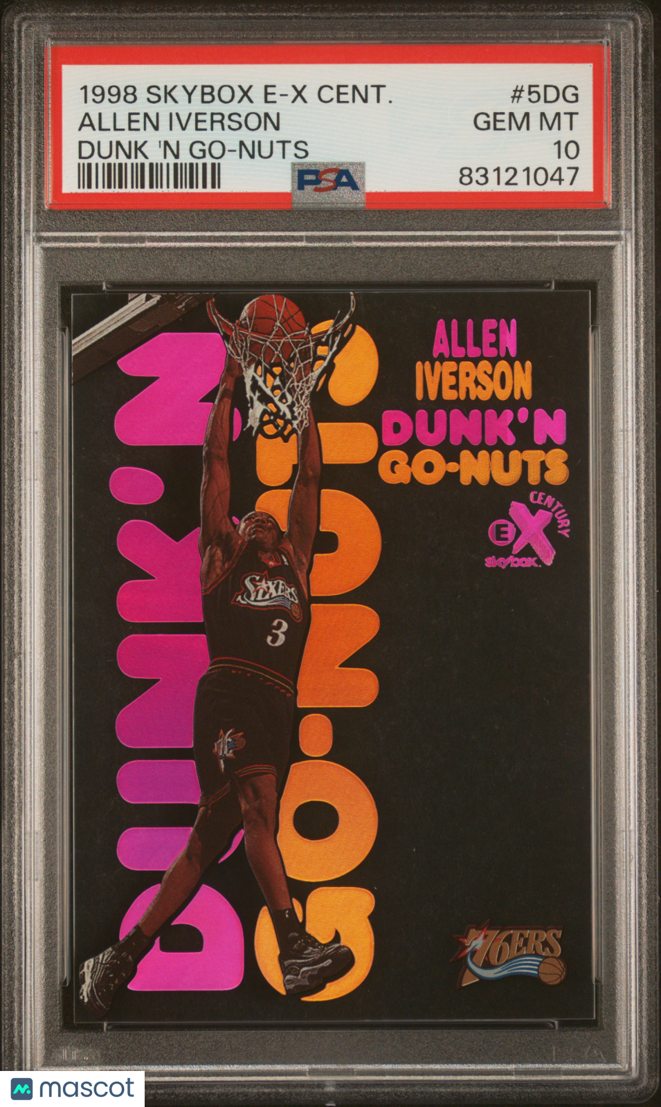 1998 Skybox E-X Century Dunk 'N Go-Nuts Allen Iverson #5DG PSA 10