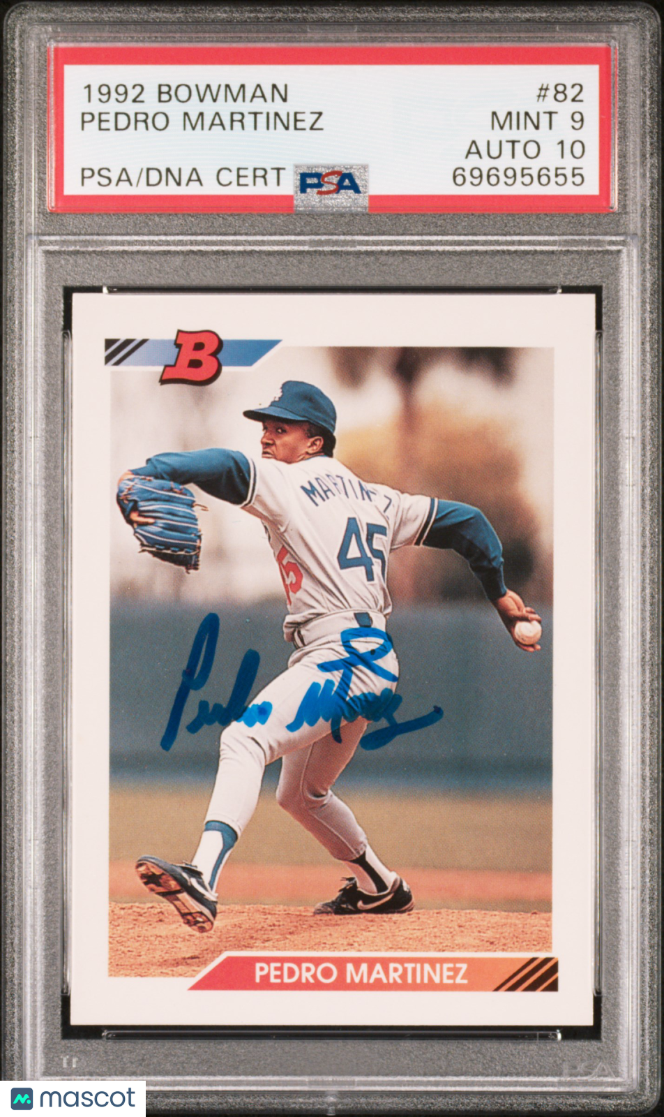 1992 Bowman Pedro Martinez #82 PSA 9 Auto 10