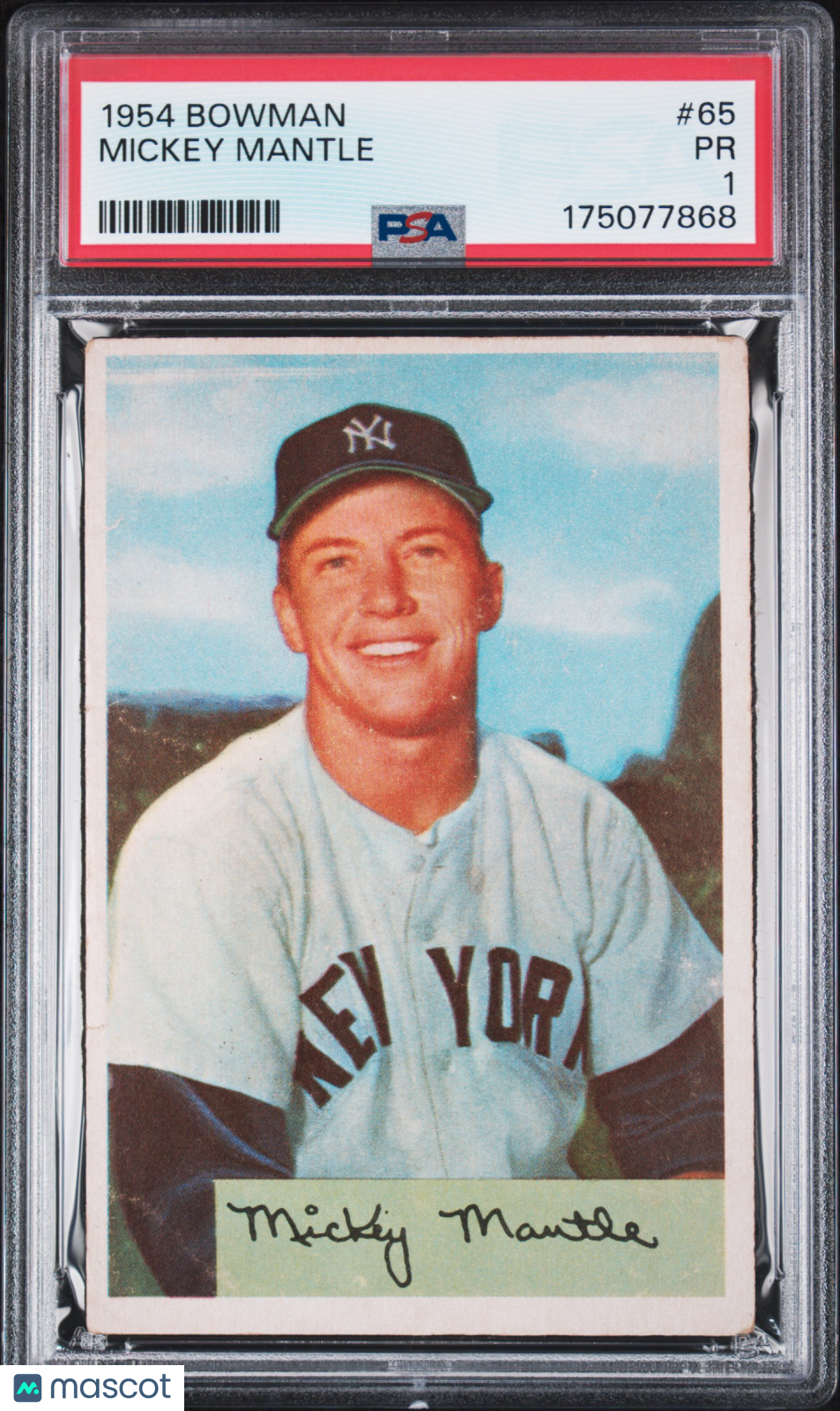 1954 Bowman Mickey Mantle #65 PSA 1