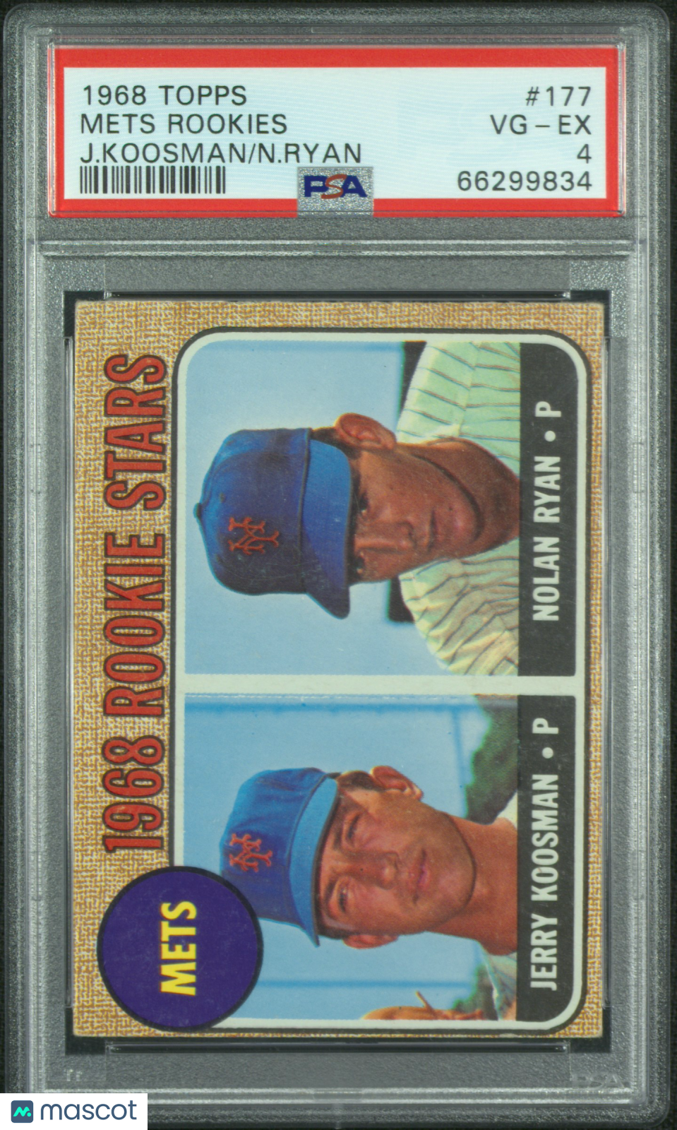 1968 Topps Mets Rookies #177 J. Koosman N. Ryan PSA 4