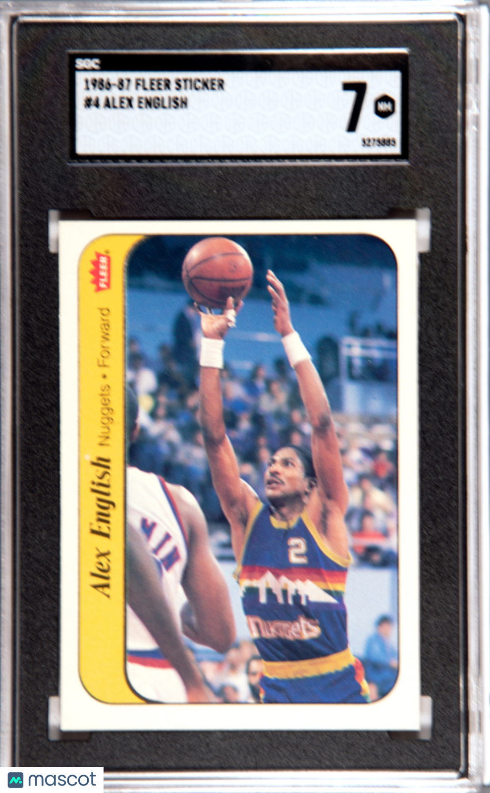 1986 Fleer Sticker Alex English #4 SGC 7