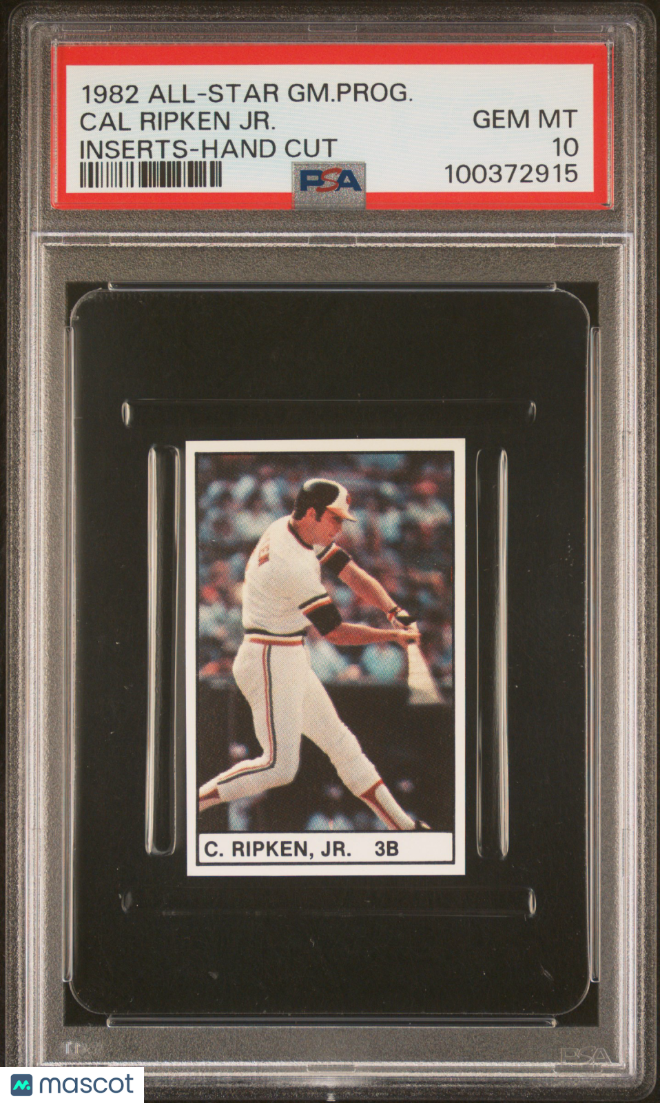 1982 All-Star Game Program Inserts-Hand Cut Cal Ripken JR. PSA 10