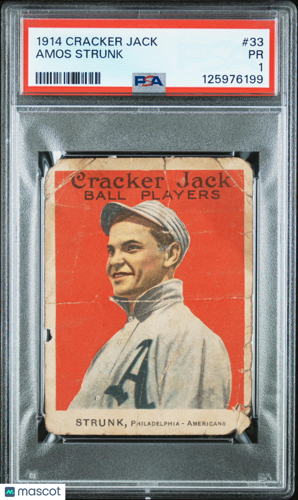 1914 Cracker Jack Amos Strunk #33 PSA 1