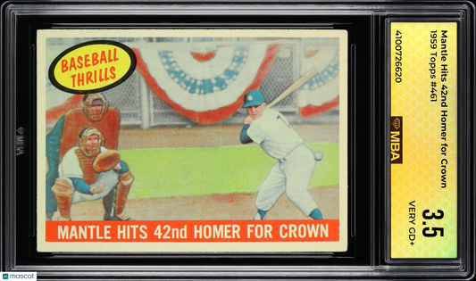 1959 Topps Mantle Hits 42nd Homer for Crown #461 MBA 3.5