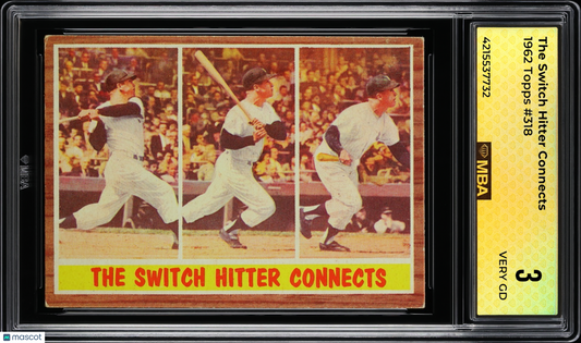 1962 Topps The Switch Hitter Connects #318 MBA 3