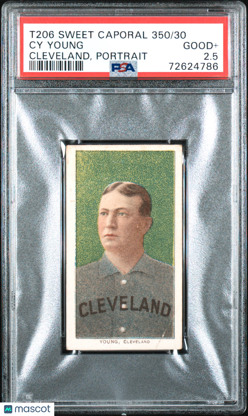 1909-11 T206 Sweet Caporal 350/30 Cy Young Cleveland, Portrait PSA 2.5