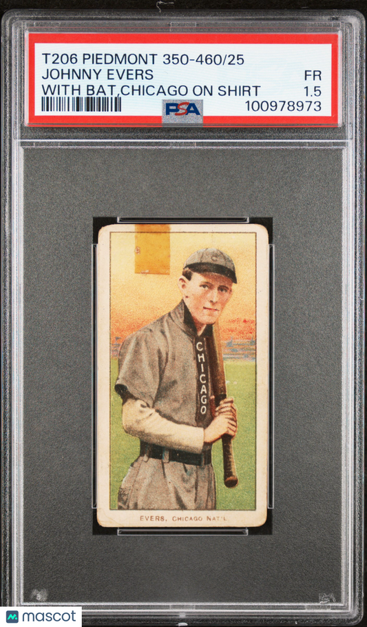 1909-11 T206 Piedmont 350-460/25 Johnny Evers With Bat,Chicago Shirt PSA 1.5