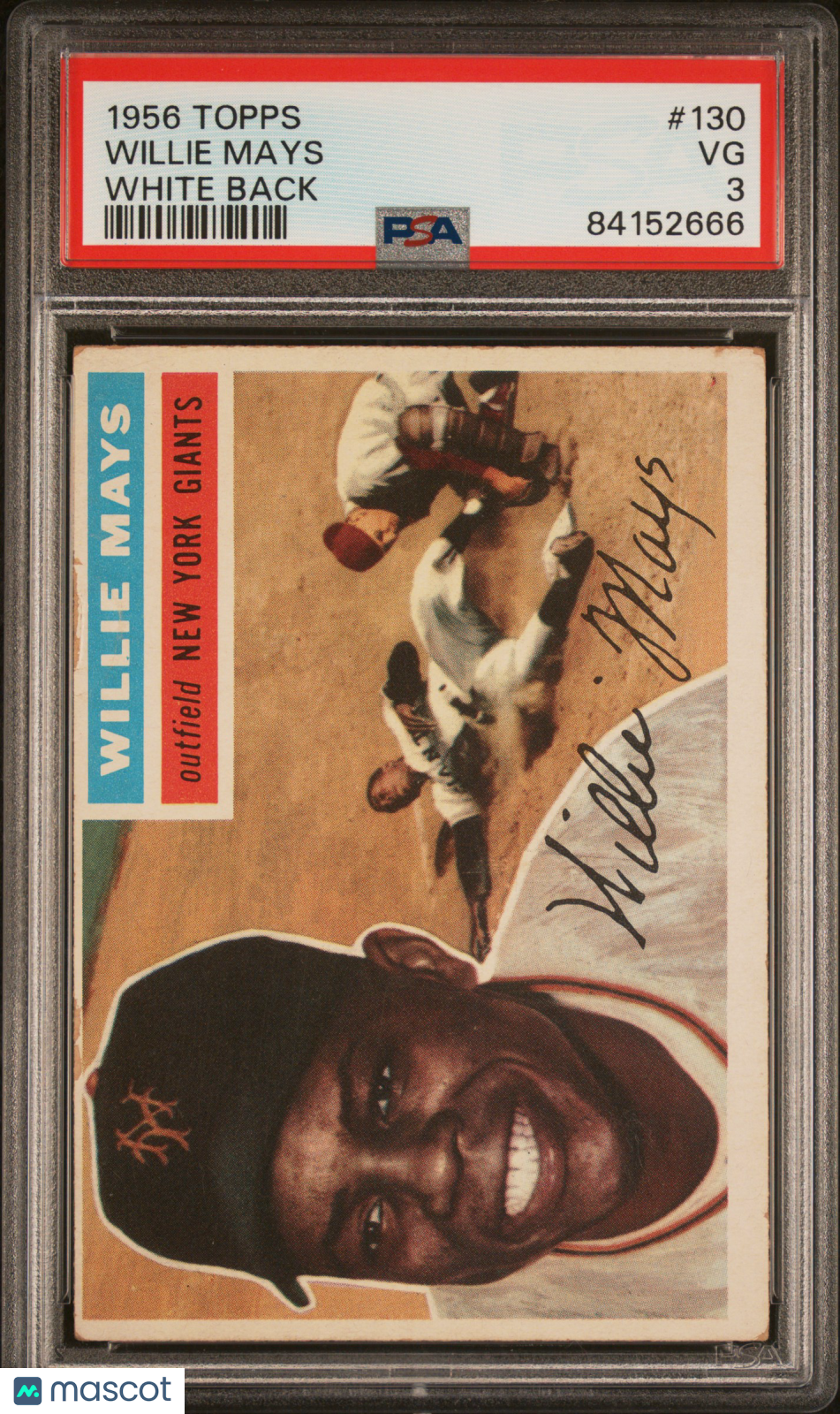1956 Topps Willie Mays #130 White Back PSA 3