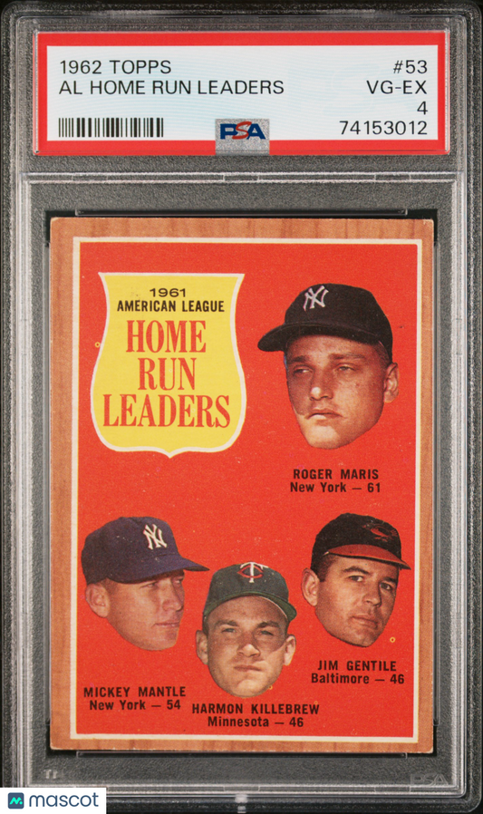 1962 Topps Al Home Run Leaders #53 PSA 4