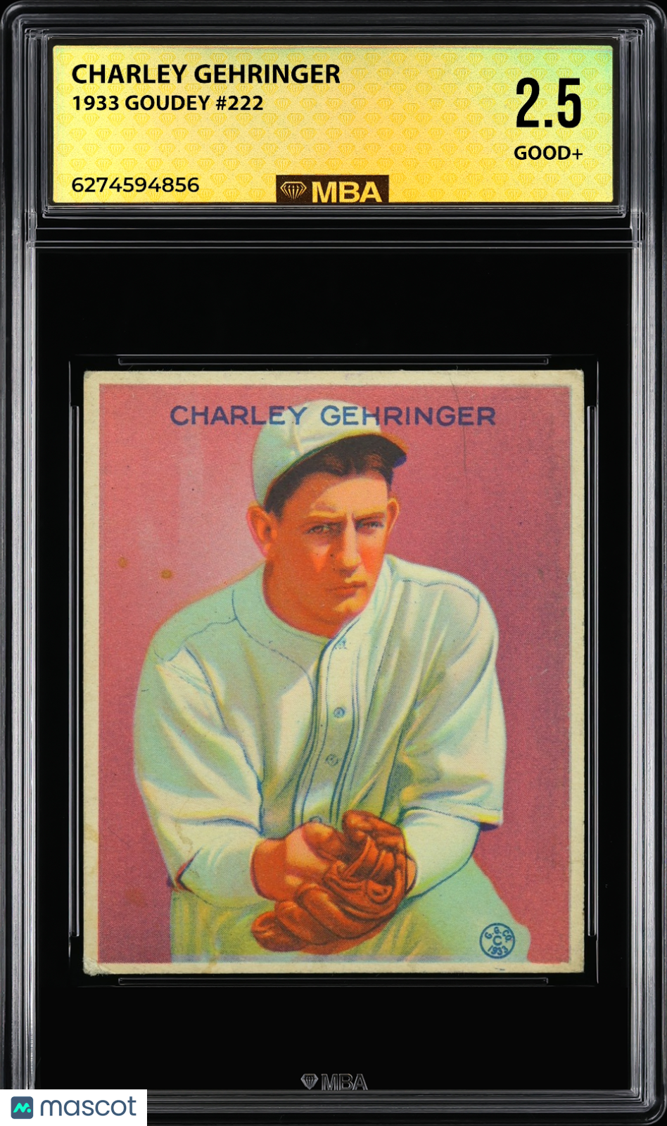 1933 Goudey Charley Gehringer #222 MBA 2.5