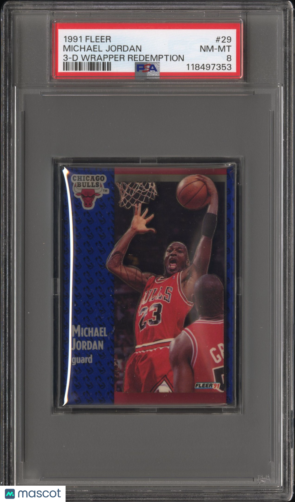 1991 Fleer Michael Jordan #29 3 D Wrapper Redemption PSA 8