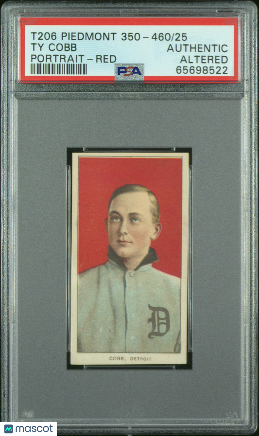 1909-11 T206 Piedmont 350-460/25 Ty Cobb Portrait Red PSA A