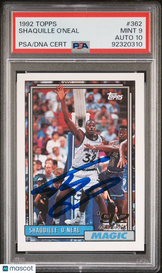 1992 Topps Shaquille O'Neal #362 PSA 9 Auto 10