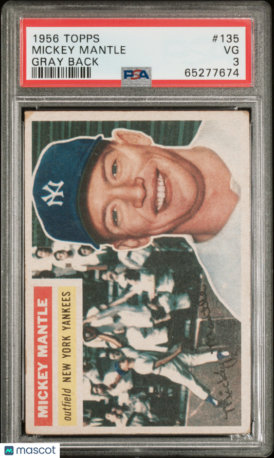 1956 Topps Mickey Mantle #135 Gray Back PSA 3
