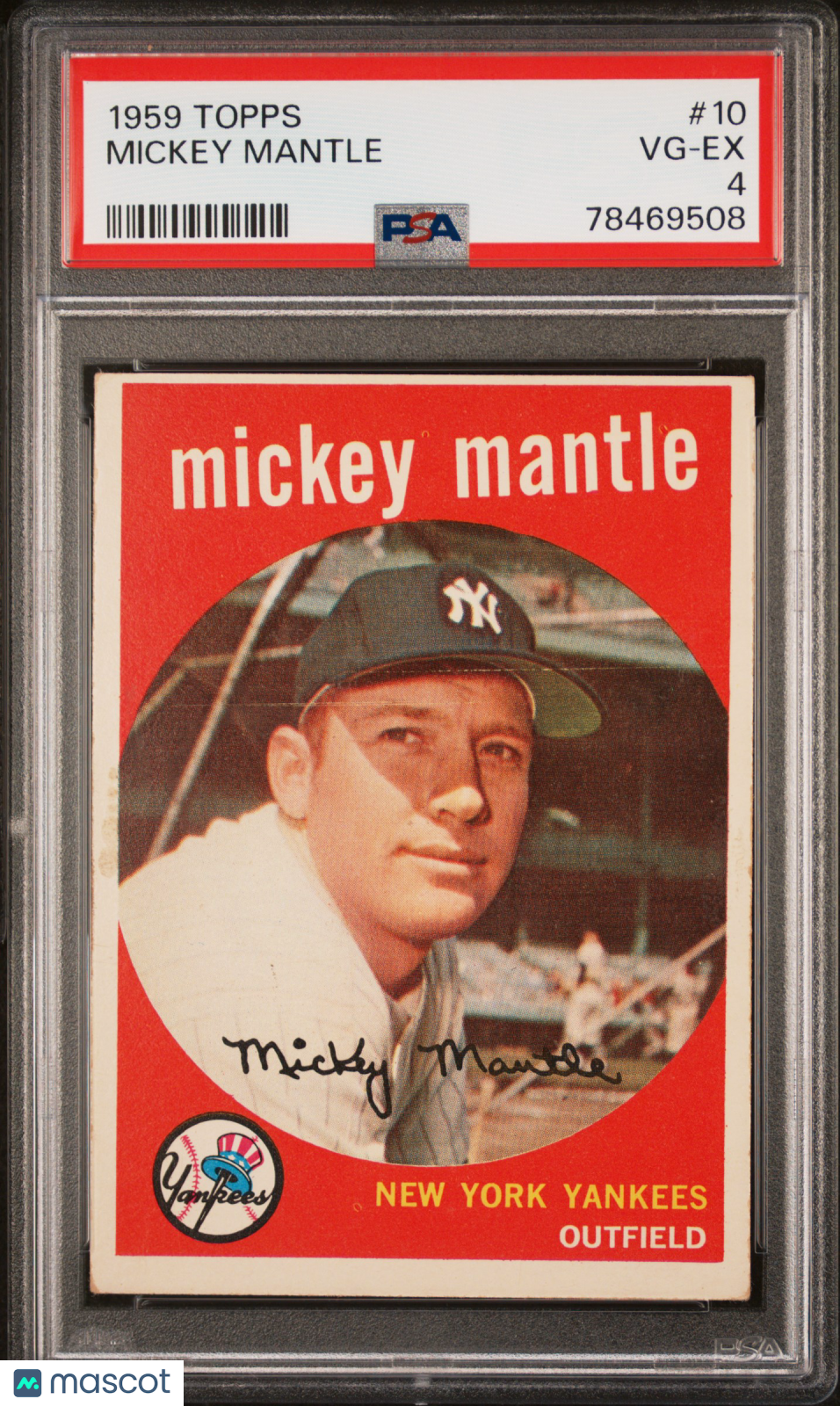 1959 Topps Mickey Mantle #10 PSA 4