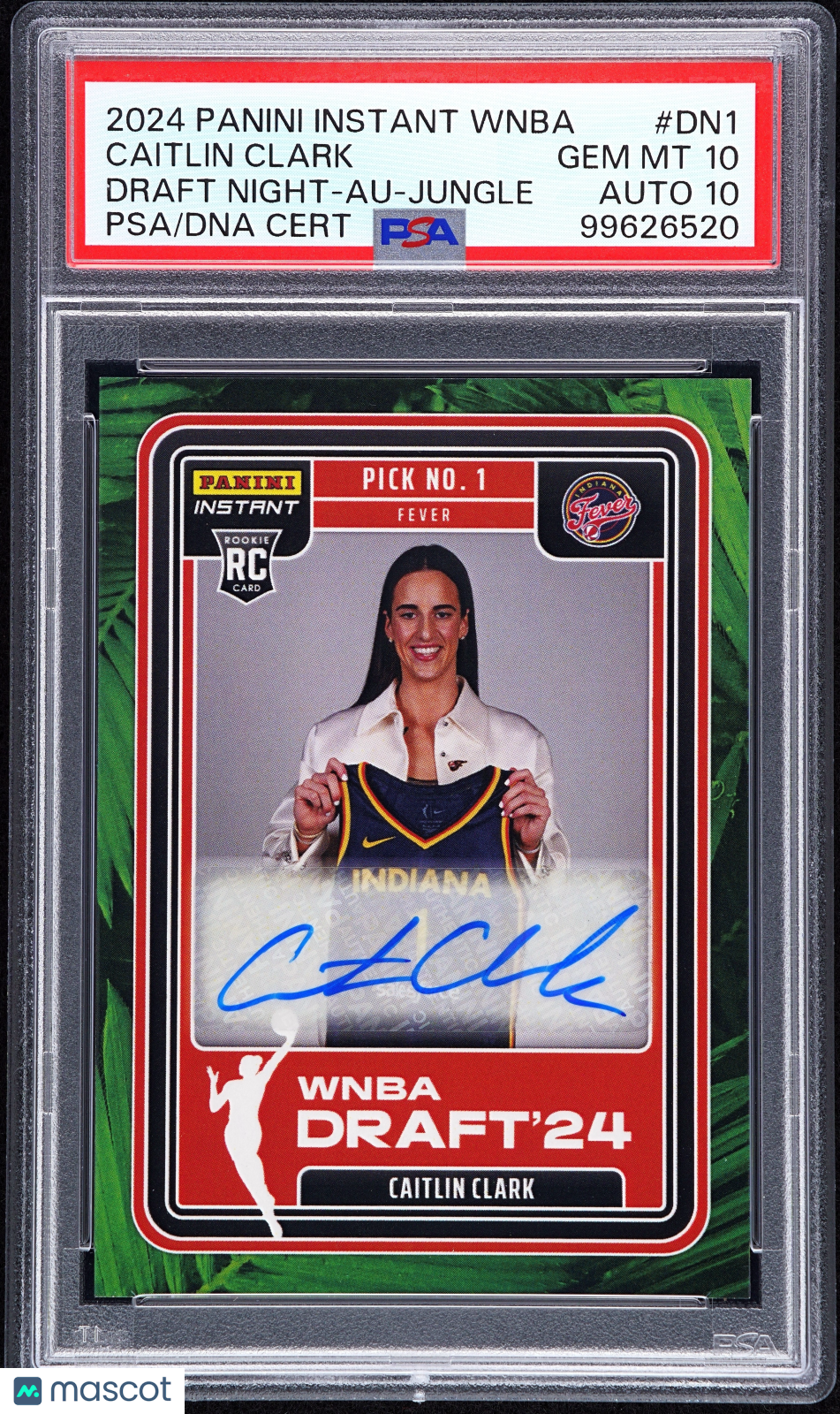 2024 Panini Instant WNBA Draft Night Caitlin Clark #DN1 Au Jungle PSA 10 Auto 10