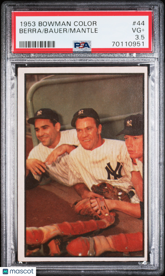 1953 Bowman Color Mantle Bauer Berra #44 PSA 3.5