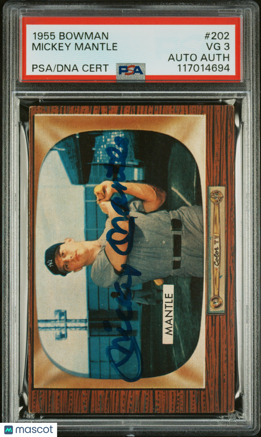 1955 Bowman Mickey Mantle #202 PSA 3 Auto A