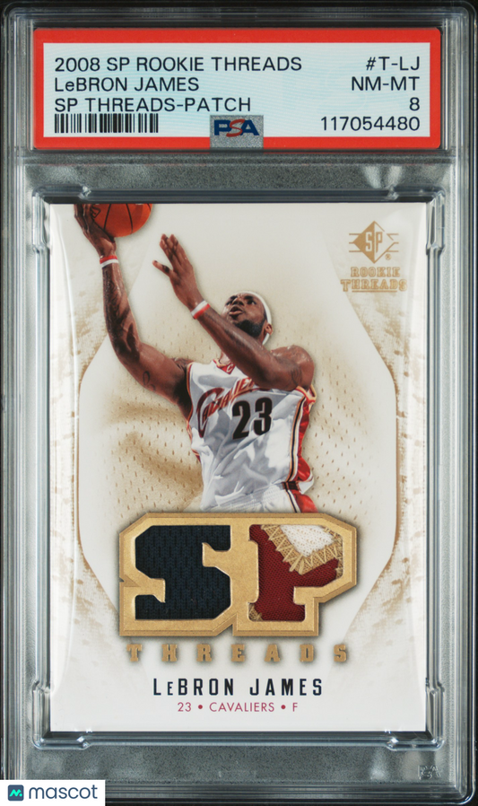 2008 SP Rookie Threads SP Threads LeBron James #T-LJ Patch PSA 8