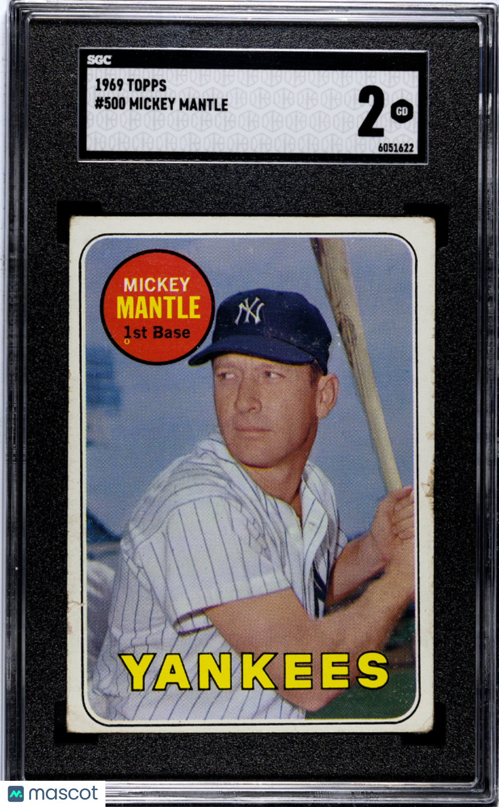 1969 Topps Mickey Mantle #500 SGC 2