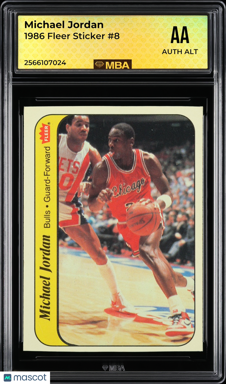 1986 Fleer Sticker Michael Jordan #8 MBA Authentic Altered RC