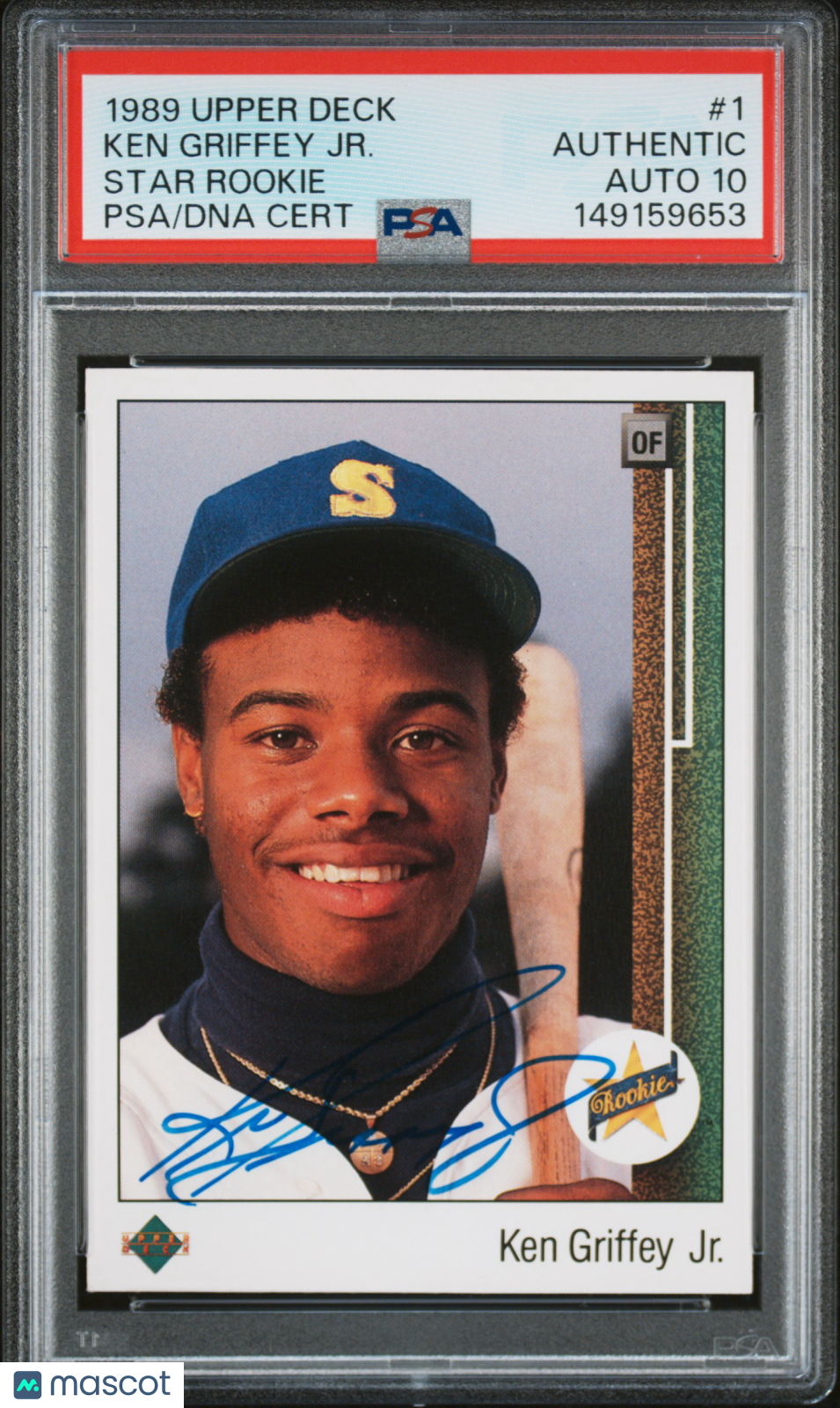 1989 Upper Deck Ken Griffey JR. #1 Star Rookie PSA A Auto 10