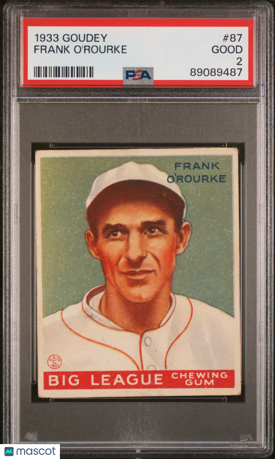 1933 Goudey Frank O'rourke #87 PSA 2