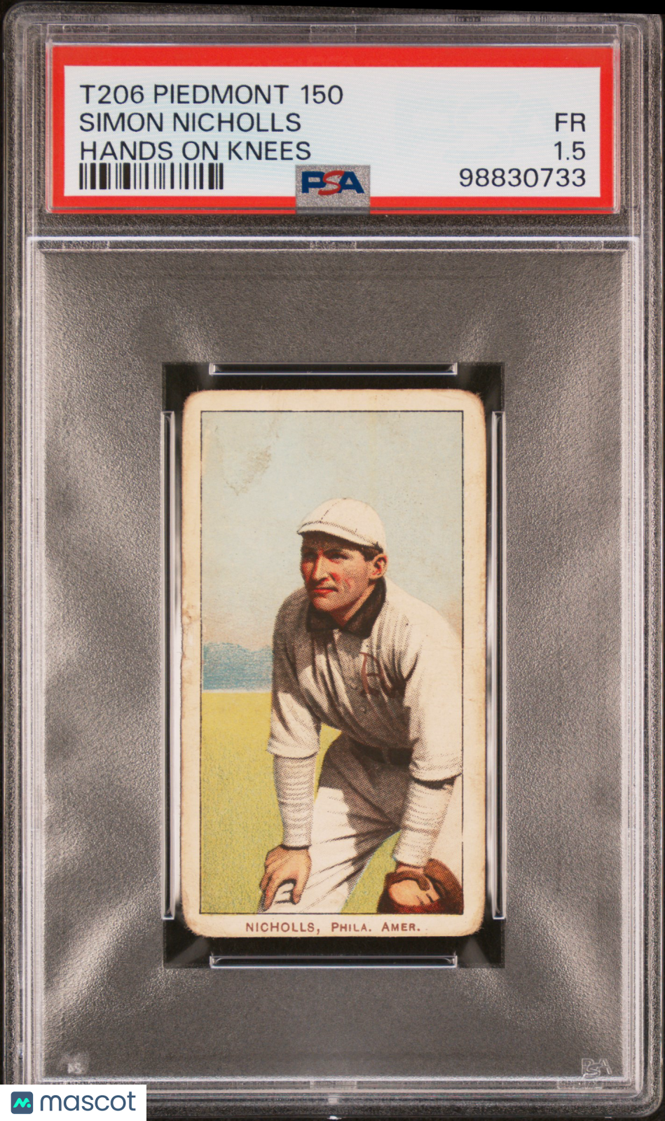 1909-11 T206 Piedmont 150 Simon Nicholls Hands Knees PSA 1.5