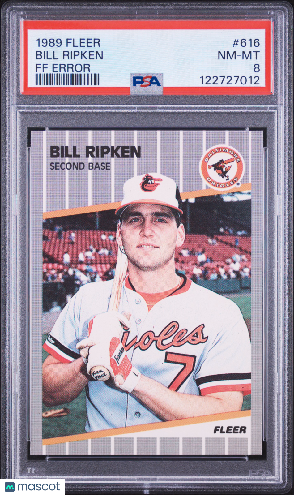 1989 Fleer Bill Ripken #616 FF Error PSA 8