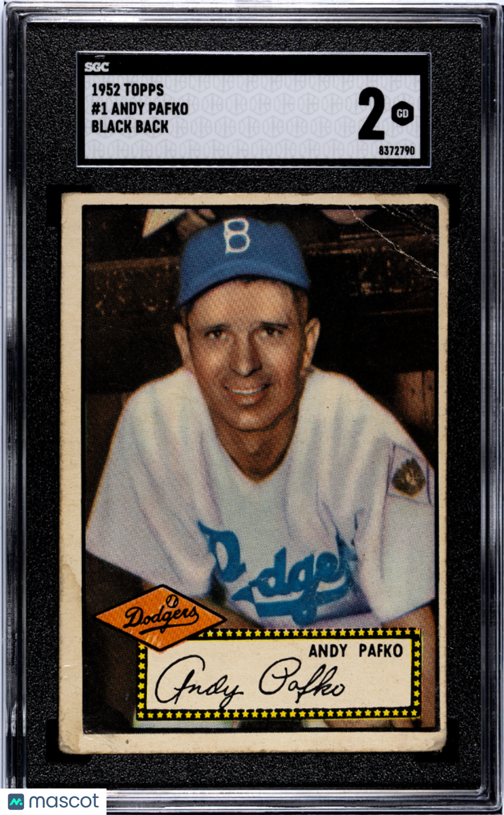 1952 Topps Andy Pafko #1 Black Back SGC 2