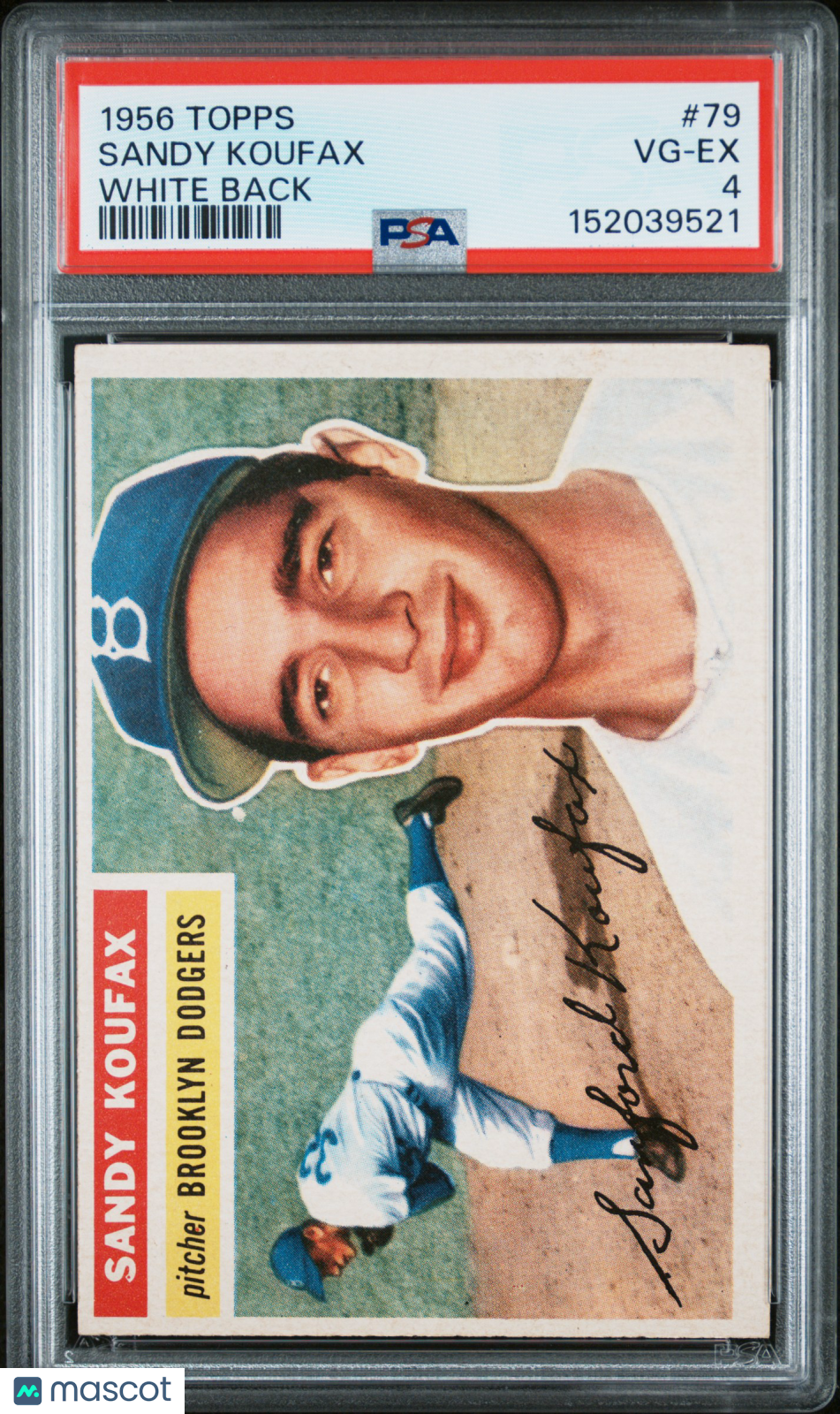 1956 Topps Sandy Koufax #79 White Back PSA 4