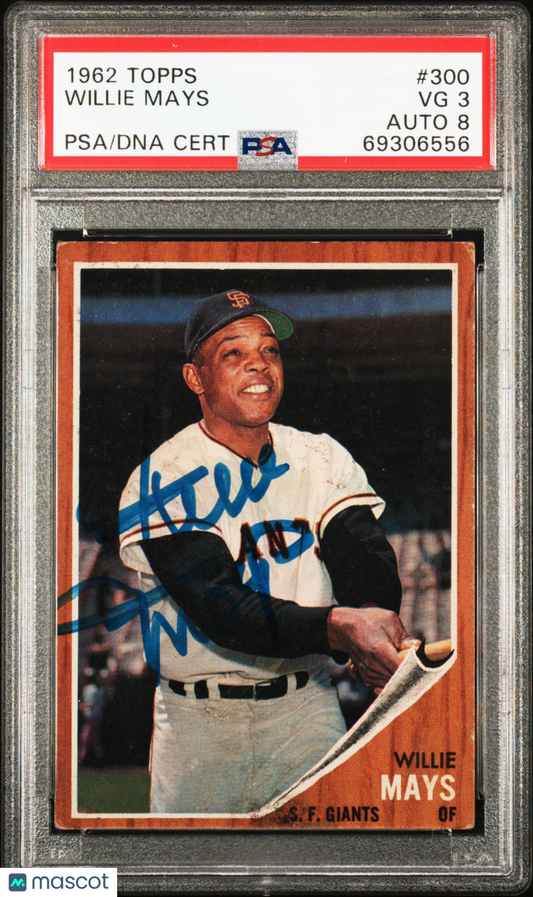 1962 Topps Willie Mays #300 PSA 3 Auto 8