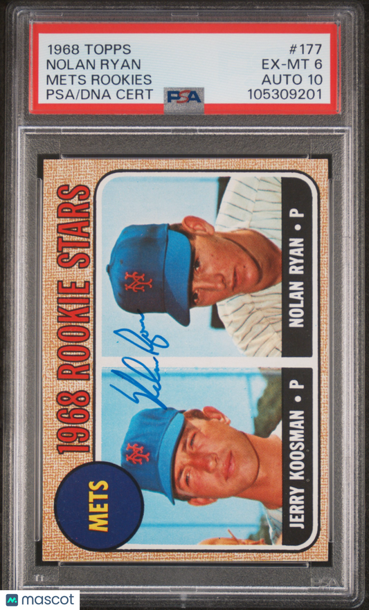 1968 Topps Mets Rookies #177 Mets Rookies PSA 6 Auto 10