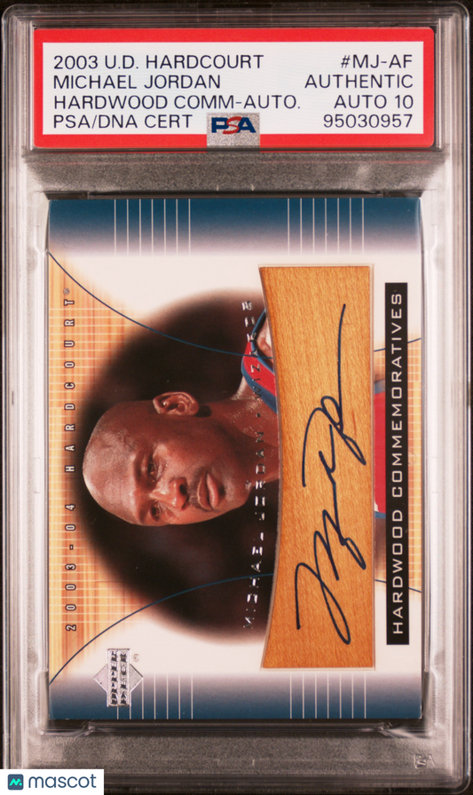 2003 Upper Deck Hardcourt Hardwood Comm Michael Jordan #MJ-AF Auto PSA A Auto 10