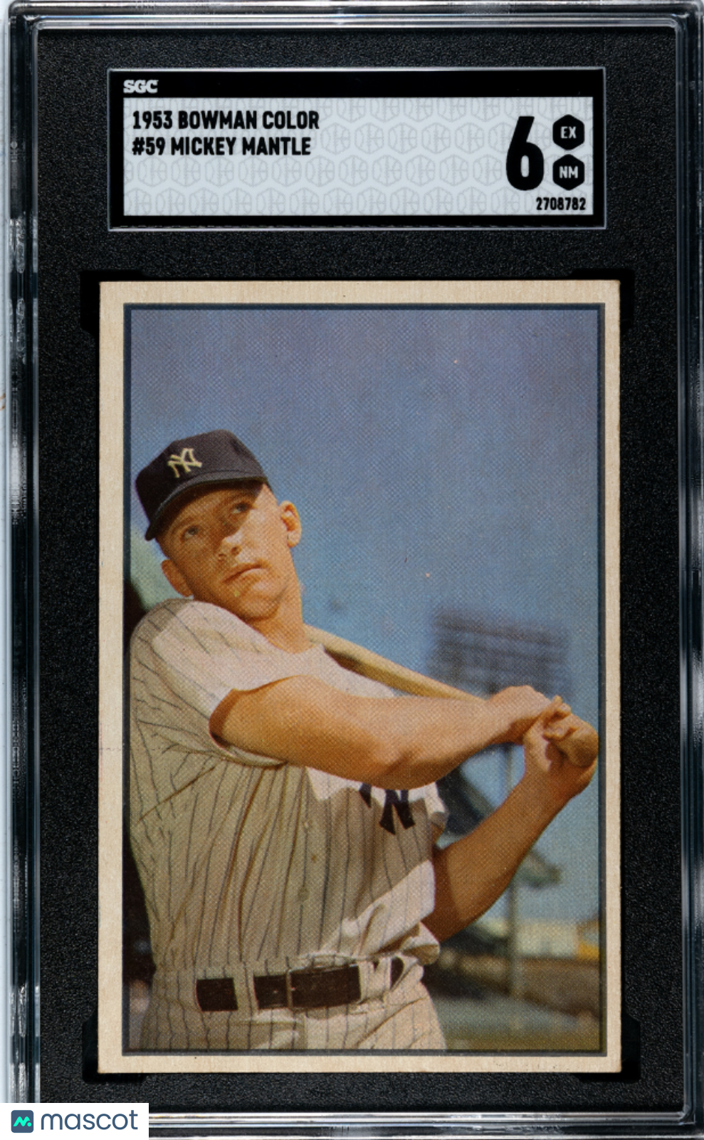 1953 Bowman Color Mickey Mantle #59 SGC 6