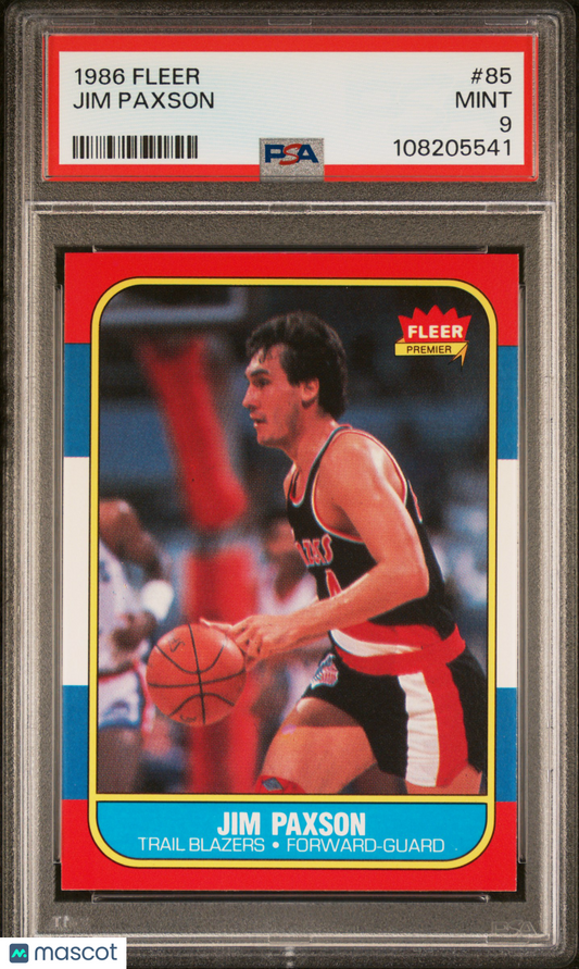 1986 Fleer Jim Paxson #85 PSA 9
