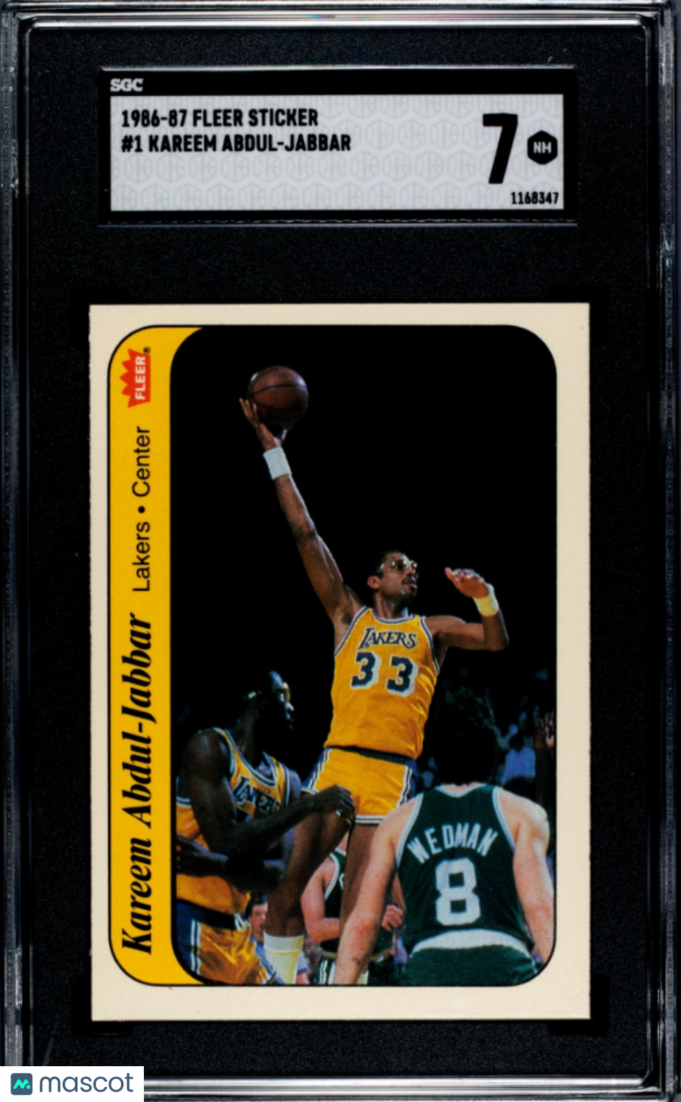 1986 Fleer Sticker Kareem Abdul-Jabbar #1 SGC 7